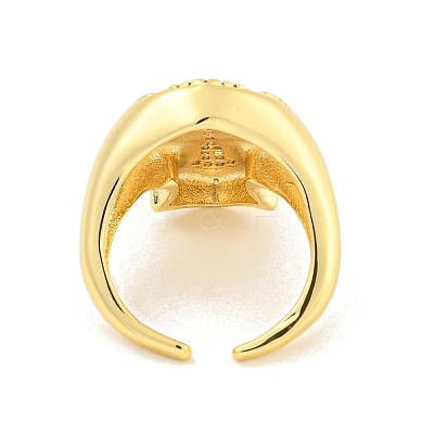 Rack Plating Cross Brass Micro Pave Clear Cubic Zirconia Cuff Finger Rings for Women RJEW-C103-14G-1