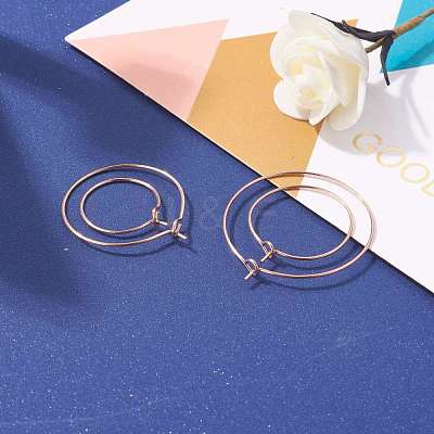 24Pcs 4 Size 316L Surgical Stainless Steel Hoop Earring Findings STAS-ZZ0001-03RG-1