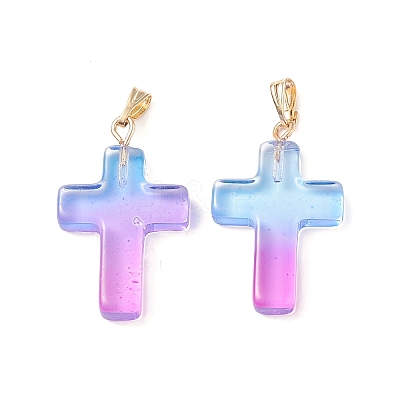 Two Tone Transparent Glass Pendants GLAA-A004-02F-1