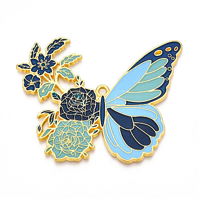 Rack Plating Alloy Enamel Big Pendants ENAM-N056-399D-G-1