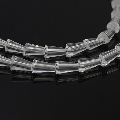 Faceted Cone Glass Beads Strands GLAA-F035-01-1