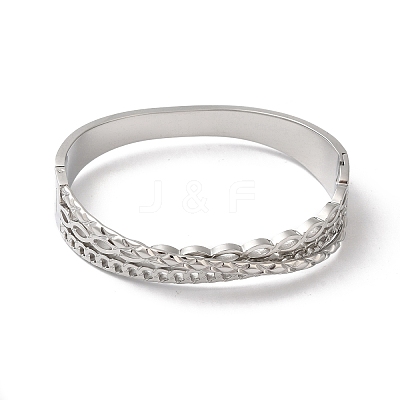 Non-Tarnish Cross 304 Stainless Steel Hollow Hinged Bangles for Women BJEW-I315-20P-1