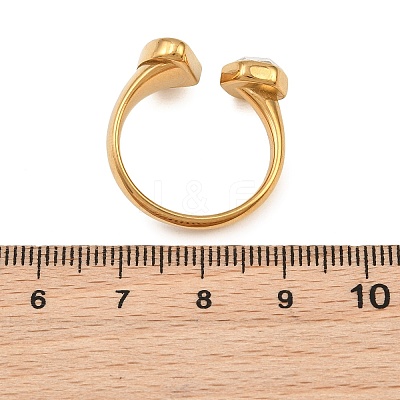 304 Stainless Steel Cubic Zirconia Cuff Open Ring for Women CU-CBACD1D-01G-01-1