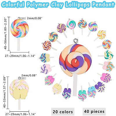 Handmade Polymer Clay Big Pendants CLAY-NB0001-25-1