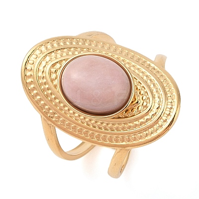 Oval Natural Rhodonite Finger Rings RJEW-Z057-14G-08-1