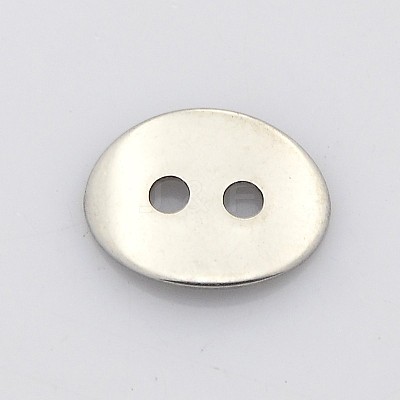 Tarnish Resistant Oval 2-Hole 201 Stainless Steel Buttons STAS-N048-01-1