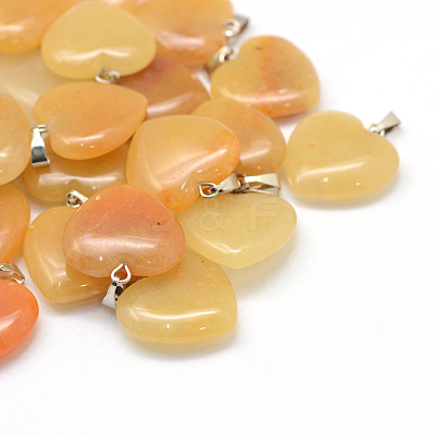 Heart Natural Topaz Jade Pendants G-Q438-14-1