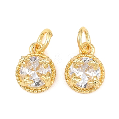 Brass Pave Cubic Zirconia Charms KK-K340-52G-01-1