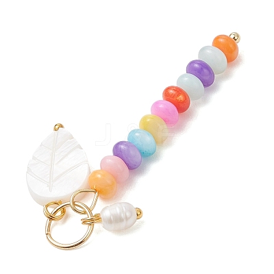 Natural Freshwater Shell Dyed Rondelle Beaded Pendants PALLOY-JF04742-1