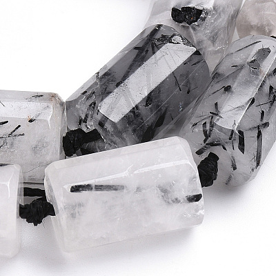 Natural Black Rutilated Quartz Beads Strands G-S269-07-1