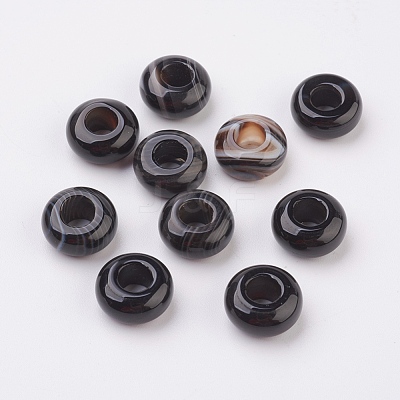 Natural Striped Agate/Banded Agate European Beads G-G740-12x6mm-23-1