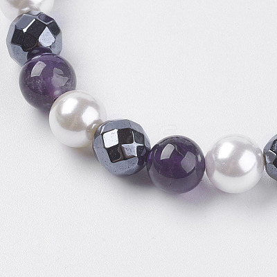 Synthetic Hematite Beads Stretch Bracelets BJEW-I241-26H-1