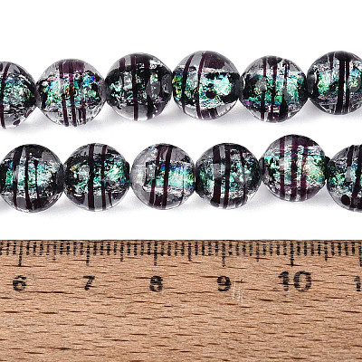 Handmade Foil Glass Lampwork Beads Strands FOIL-Q002-09B-1