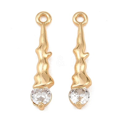 Brass Micro Pave Clear Cubic Zirconia Pendants CU-CBA804C-18G-1