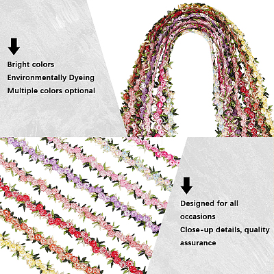 15 Yards Flower Polyester Embroidery Lace Ribbon OCOR-WH0070-77A-1