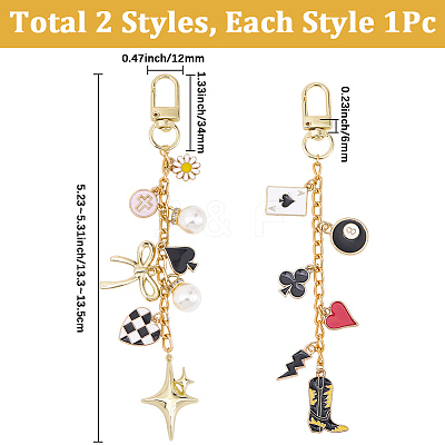 2Pcs 2 Styles Alloy Enamel Pendant Decorations HJEW-BM0001-46C-1