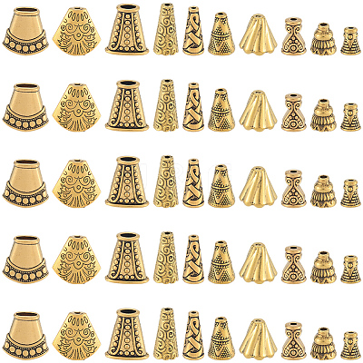 100Pcs 10 Styles Alloy Bead Cone FIND-SP0003-55-1