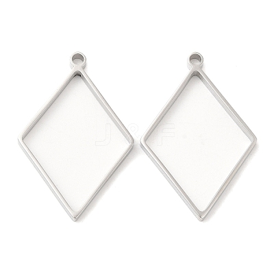 Non-Tarnish 304 Stainless Steel Open Back Bezel Rhombus Pendants LS-STAS-Z040-02B-P-1