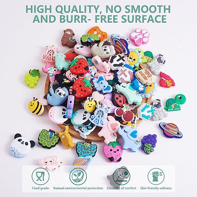 10Pcs 5 Colors Silicone Focal Beads JX776A-1