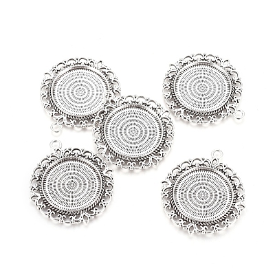 Tibetan Style Pendant Cabochon Settings X-TIBEP-R129-AS-LF-1