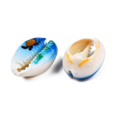 Printed Cowrie Shell Beads X-SSHEL-T013-01B-1