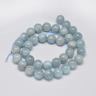 Round Grade AB Natural Aquamarine Bead Strands G-F289-01-10mm-1