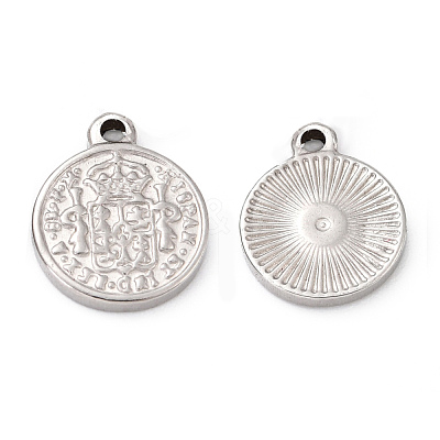 Tarnish Resistant 304 Stainless Steel Coin Pendants STAS-F183-01P-B01-1