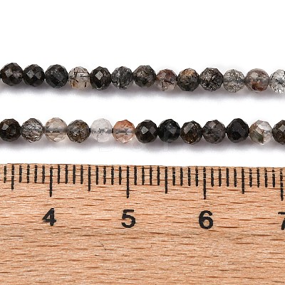 Natural Black Rutilated Quartz Beads Strands G-RM250104-C3-1