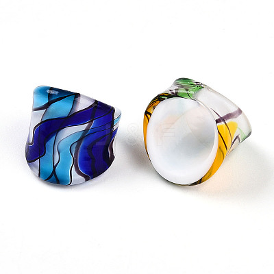 Handmade Lampwork Wide Band Rings RJEW-Q150-M02-B-1