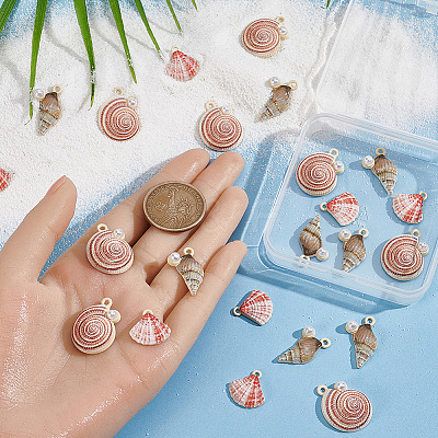 24Pcs 3 Styles Baking Paint Alloy Pendants FIND-SC0023-36-1