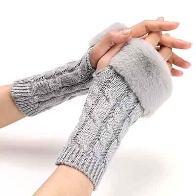 Acrylic Fibers Knitting Fingerless Gloves PW-WG53A2A-02-1