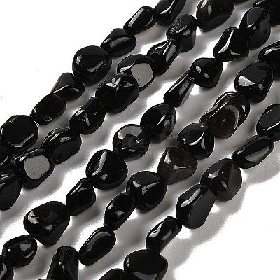 Natural Obsidian Beads Strands G-P497-01E-65-1