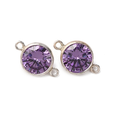 925 Streling Silver Pave Cubic Zirconia Birthstone Connector Charms STER-NH0001-80P-11-1