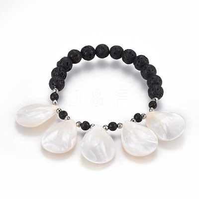 Spiral Shell Stretch Charm Bracelets BJEW-JB04114-1