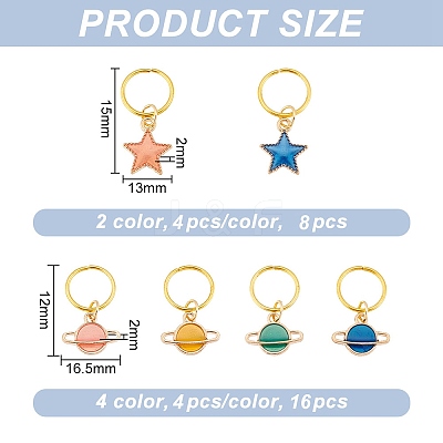 24Pcs Alloy Enamel & Iron Braiding Hair Pendants Decoration Clips PALLOY-AB00050-1