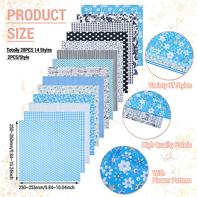 28Pcs 14 Styles Cotton Fabric DIY-TA0014-80B-1