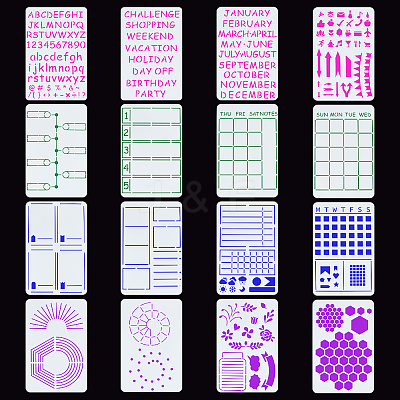 16Pcs Letter Geometric Plastic Drawing Painting Stencils DIY-WH0320-25-1