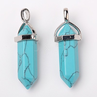 Bullet Dyed Synthetic Turquoise Pointed Pendants X-G-F295-03A-1