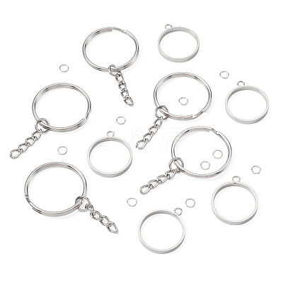 5Pcs 304 Stainless Steel Open Back Bezel Pendants STAS-TAD0001-01E-1