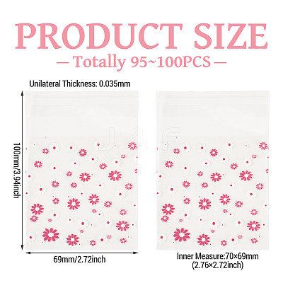 2 Bags Flower Printed OPP Cellophane Self Seal Bags OPC-TADJ0001-01-1