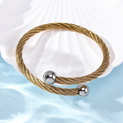 304 Stainless Steel Torque Bangles for Women BJEW-P310-19GP-1