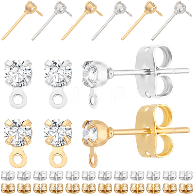 40Pcs 2 Colors Brass Stud Earring Findings KK-BBC0013-22A-1