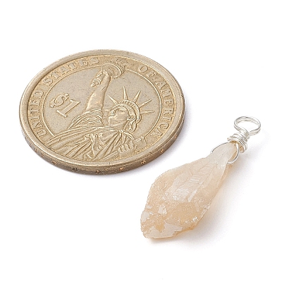 Electroplated Natural Quartz Crystal Dyed Pendants PALLOY-JF02324-01-1
