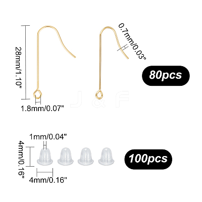 80Pcs 316 Surgical Stainless Steel Earring Hooks STAS-UN0047-66-1