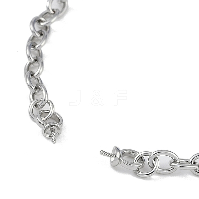 Brass Cable Chain M Charm Bracelet Making KK-U020-11P-1