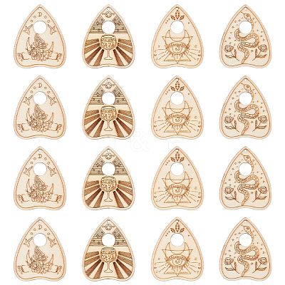 40Pcs 4 Styles Unfinished Wood Planchettes WOOD-CJ0001-76-1