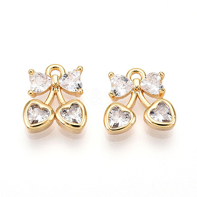 Brass Micro Pave Cubic Zirconia Charms KK-N261-94B-G-1