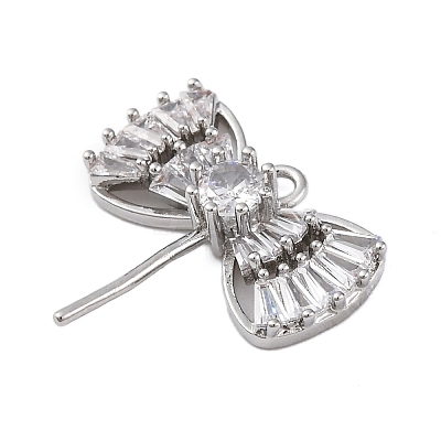 Brass Micro Pave Clear Cubic Zirconia European Dangle Charms Bails KK-P289-07P-1
