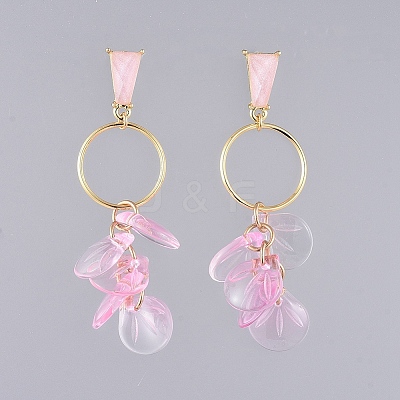 Glass Cluster Beads Dangle Ear Studs EJEW-JE03921-01-1