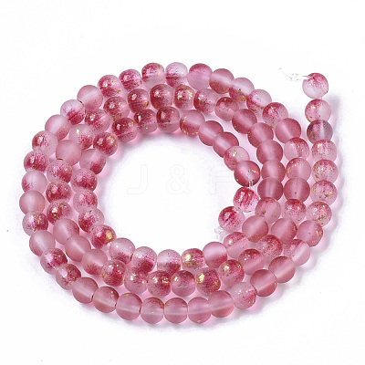 Frosted Spray Painted Glass Beads Strands X-GLAA-N035-03A-C04-1